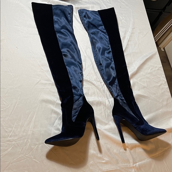 JustFab Midnight Velvet Over the Knee Boots - Picture 13 of 13